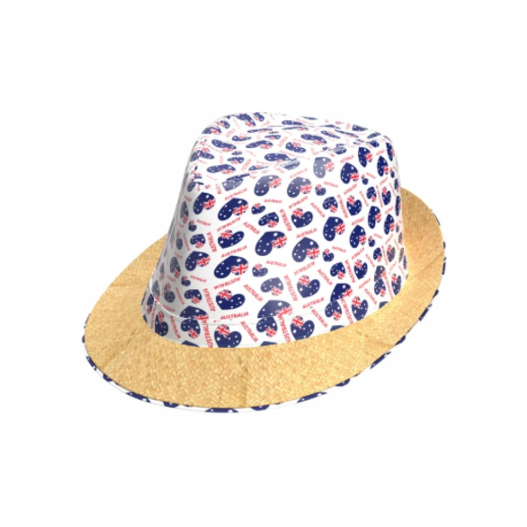 Aussie Straw Trilby Hat Assorted - Image 3