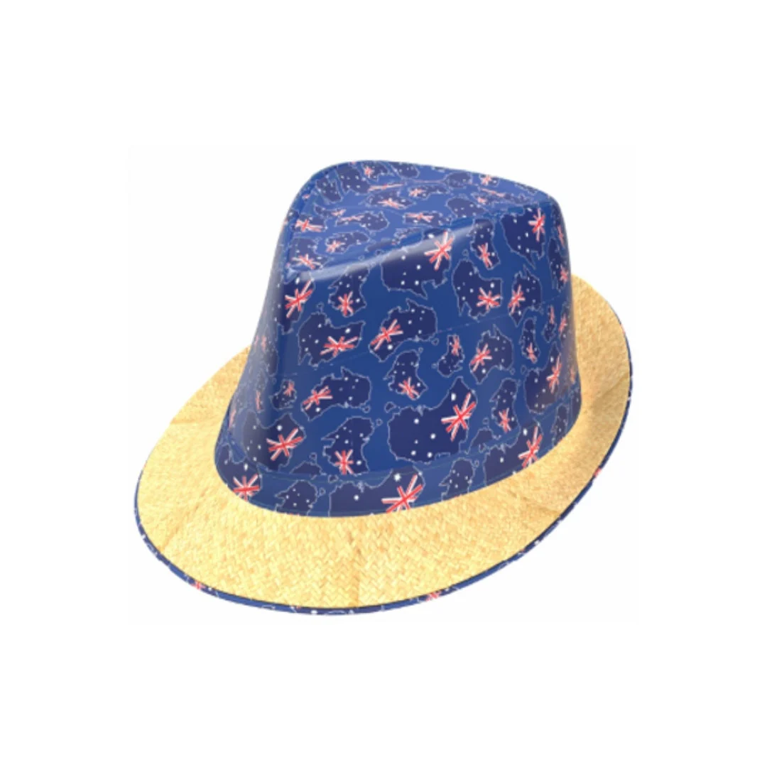 Aussie Straw Trilby Hat Assorted - Image 4