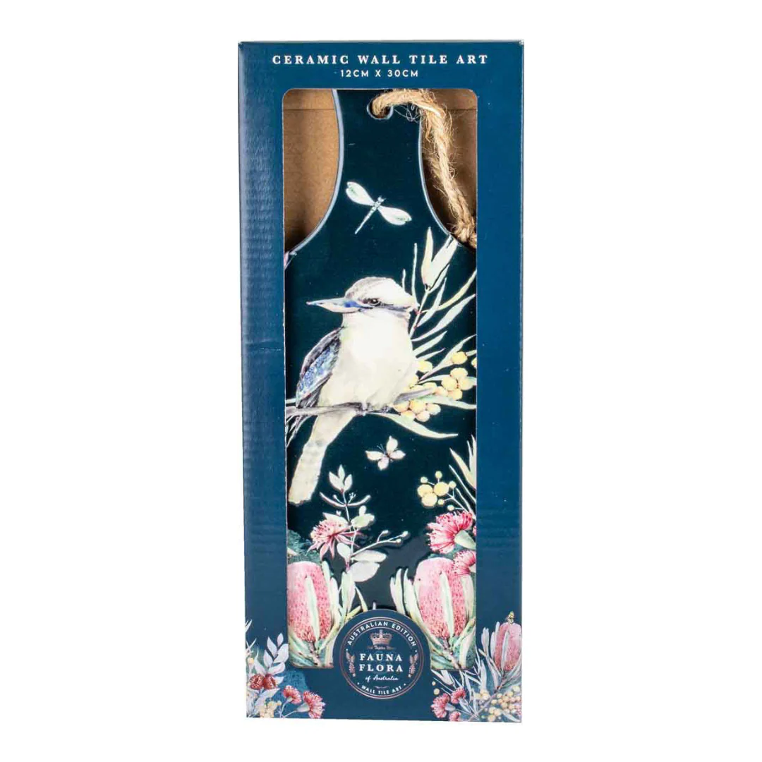 Australian Flora and Fauna Kookaburra Tile Wall Art 12x30cm - Image 2