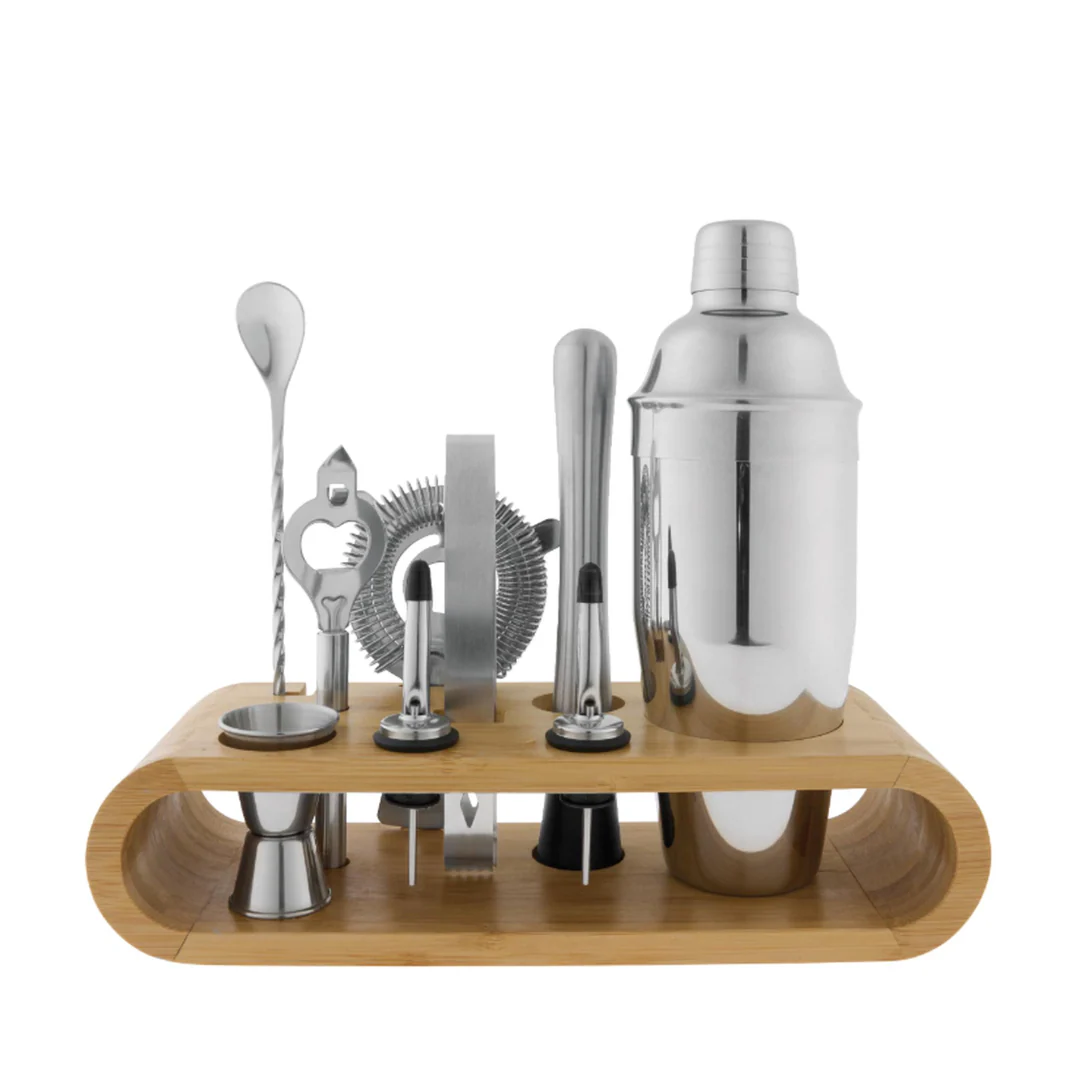 Avanti Bar Set With Bamboo Stand - 10 Piece - Image 3