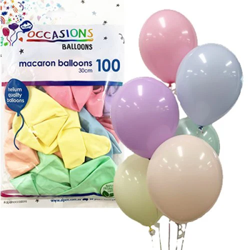 Balloons Latex Macaron Assorted 30cm Bag 100