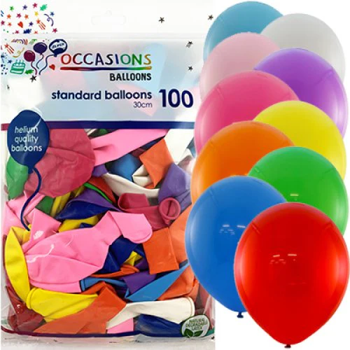 Balloons Latex Assorted Colours 30cm Bag 100