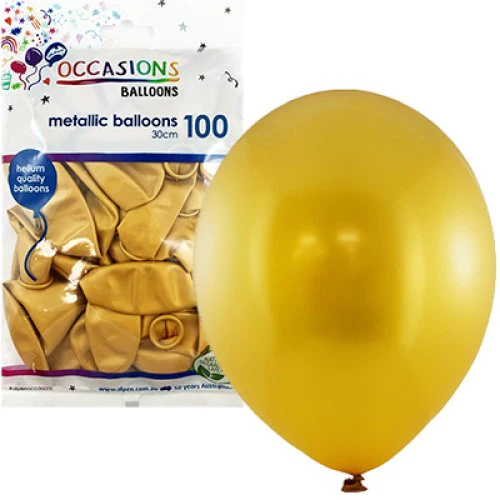 Balloons Latex Metallic Gold 30cm Bag 100
