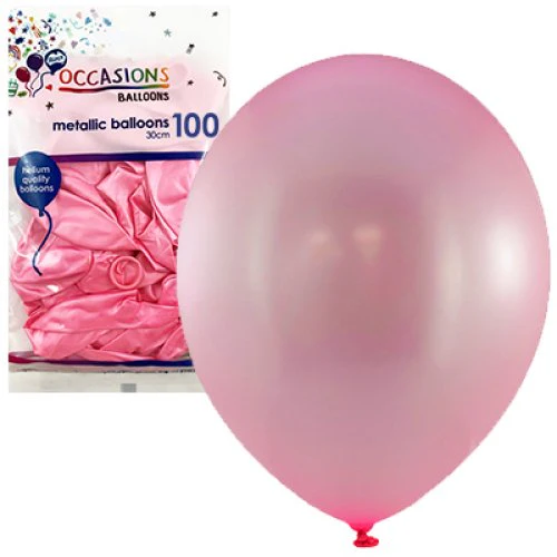 Balloons Latex Metallic Light Pink 30cm Bag 100