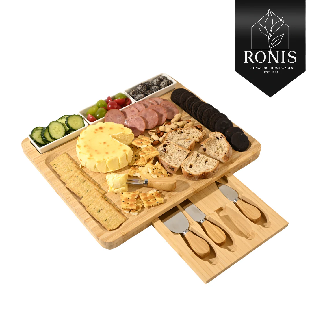 Bamboo Cheese Board Set 40x33x3cm - Image 3