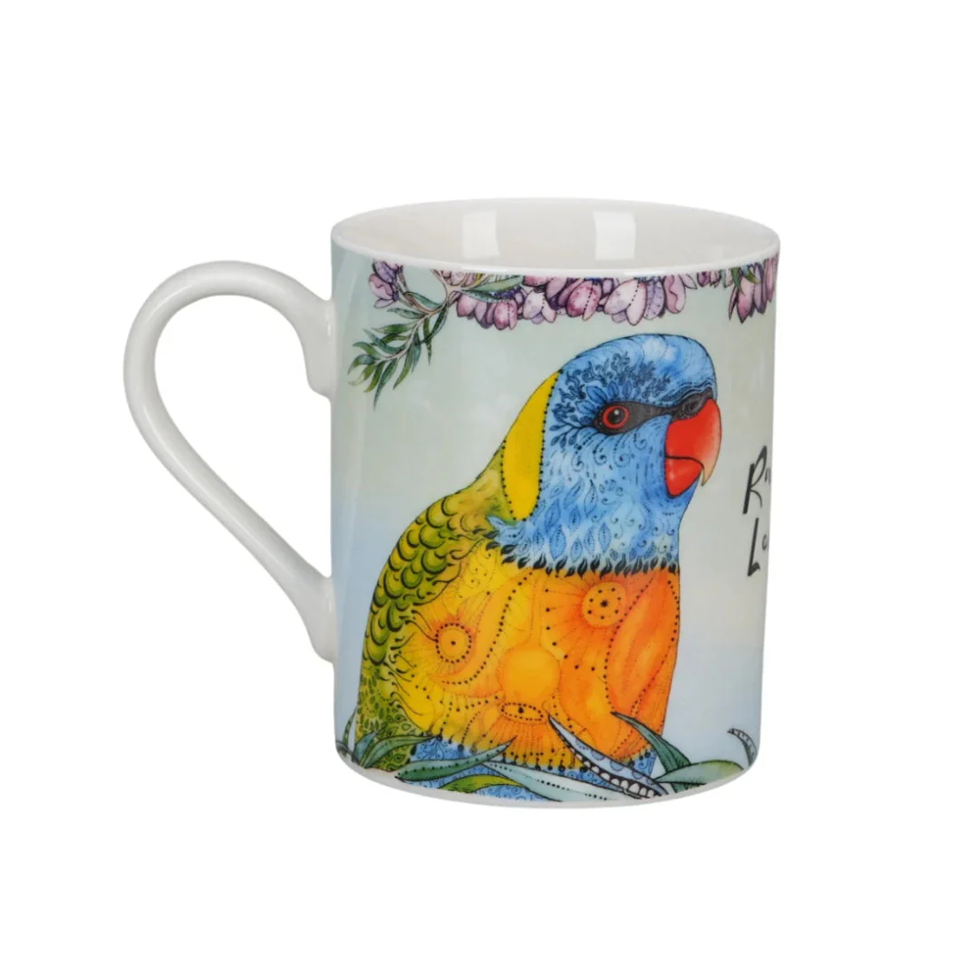 Banksia Red Rainbow Lorikeet mug and coaster in a collectable tin - Image 2