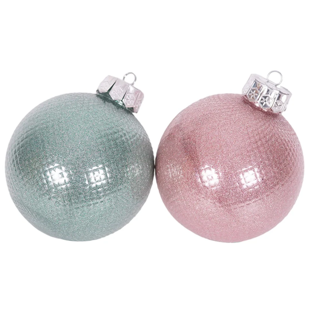 Bauble 12cm Pale Pink and Mint Assorted