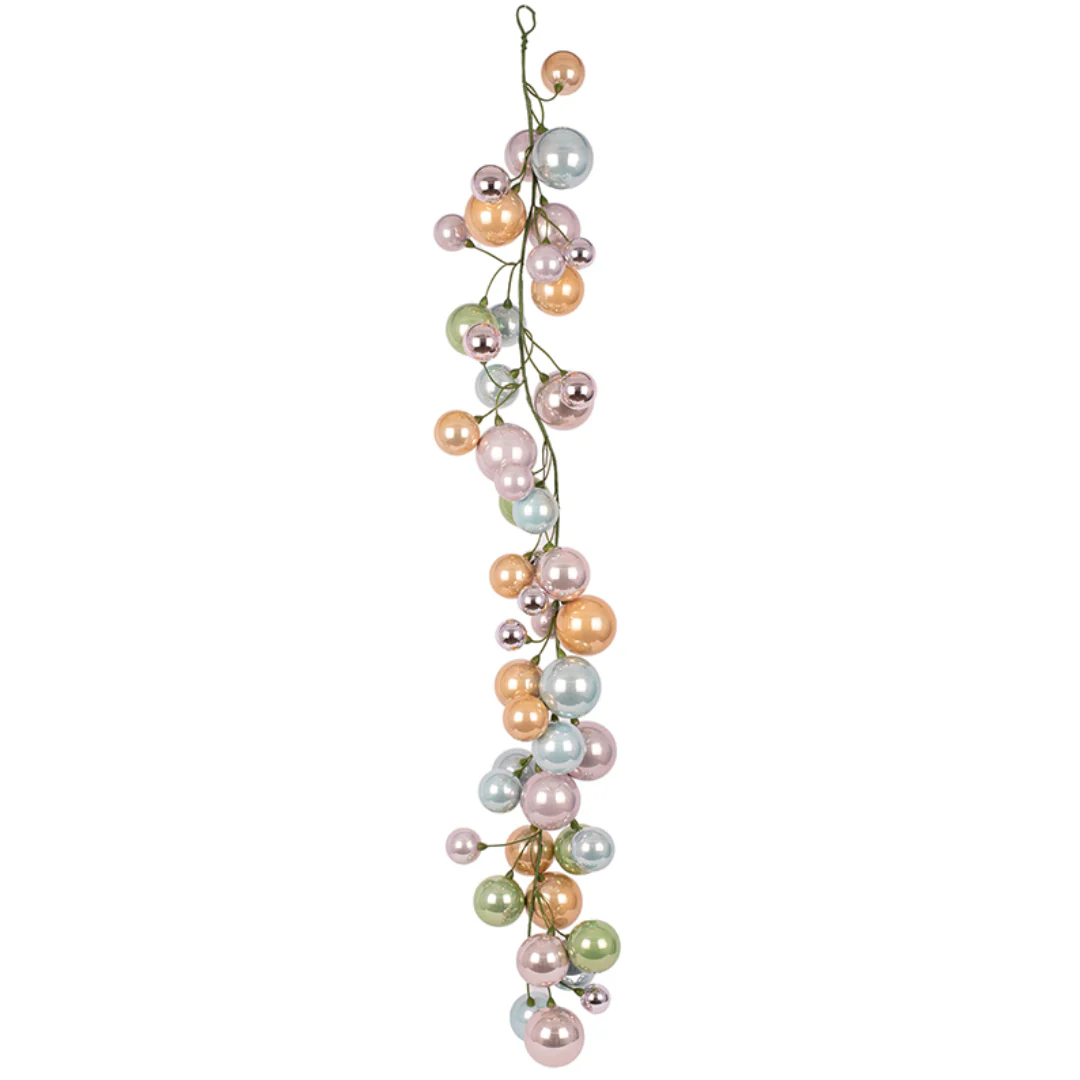 Bauble Garland with 48 Assorted Baubles 120cm Pastel - Image 2