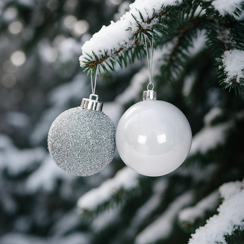Bauble Shiny Finish and Tinsel Finish 20cm Silver Assorted