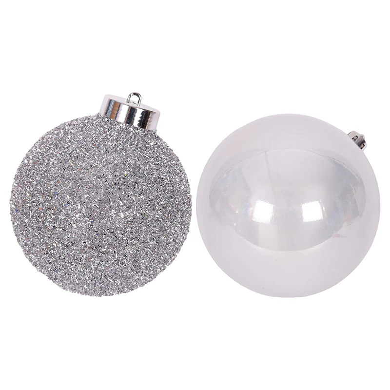 Bauble Shiny Finish and Tinsel Finish 20cm Silver Assorted - Image 2