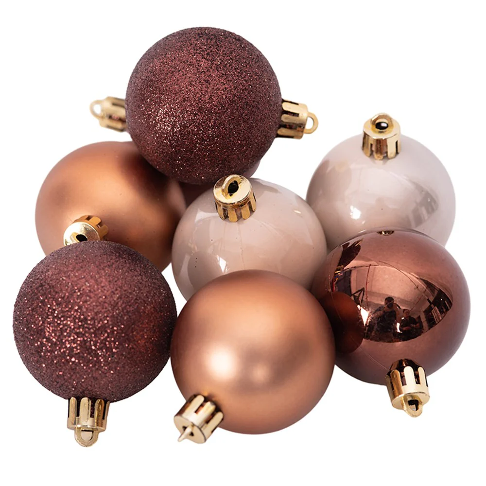Baubles 5cm Gilded Christmas Mix Shatterproof Pack of 8 (Shiny, Pearl, Glitter)