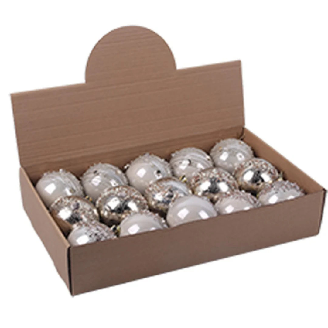 Baubles In PDQ 8cm Ivory Assorted - Image 5