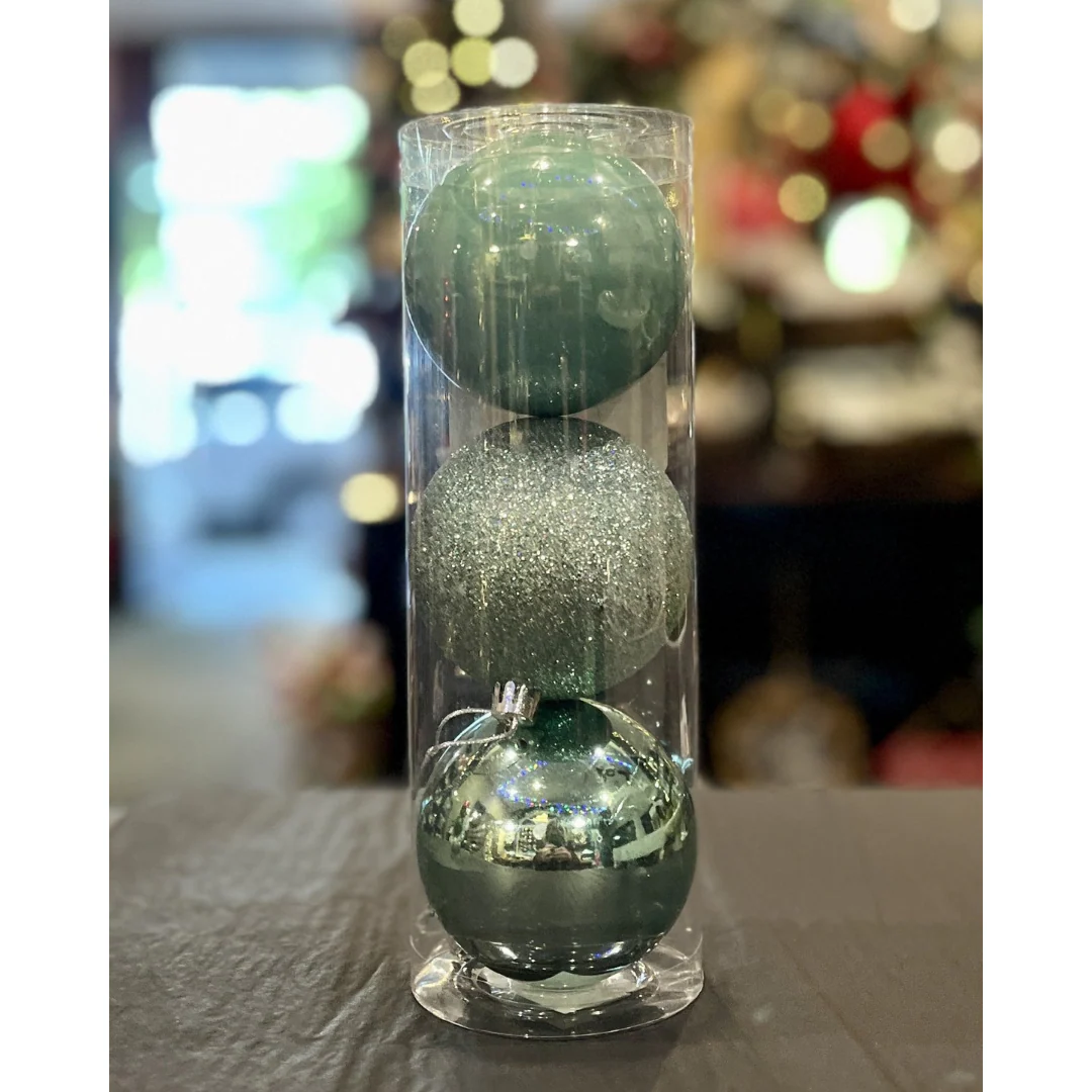 Baubles Shatterproof 8cm 3pk Mint