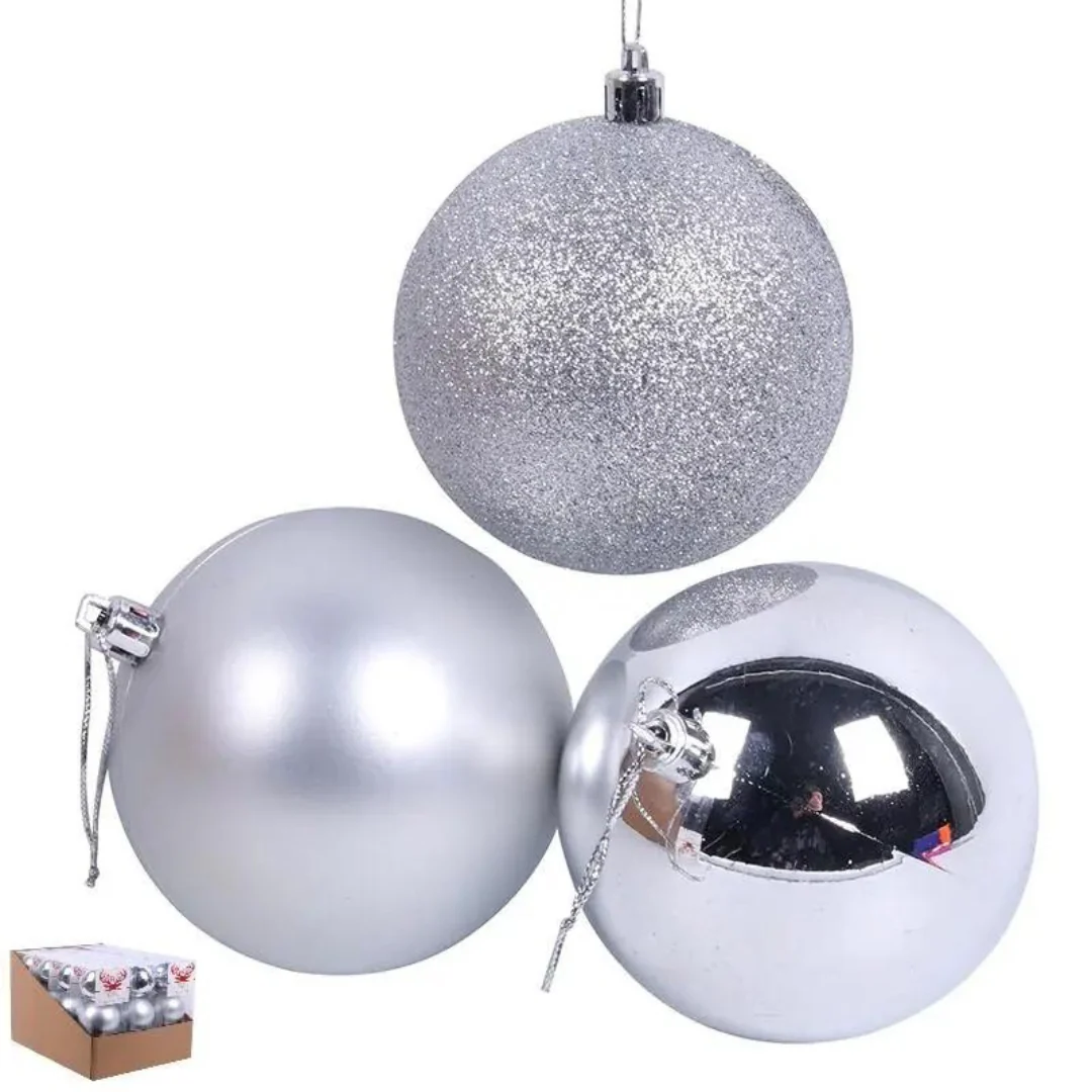 Baubles Silver 8cm 3pk - Image 2