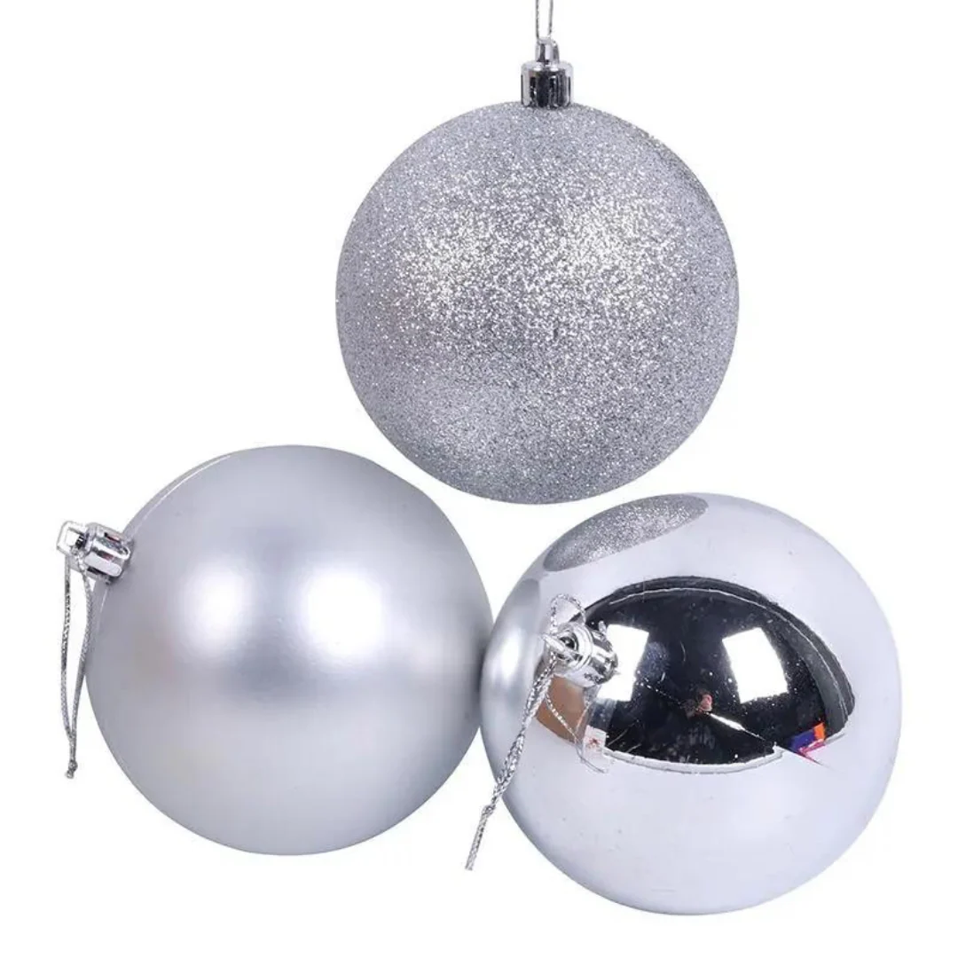 Baubles Silver 8cm 3pk - Image 3