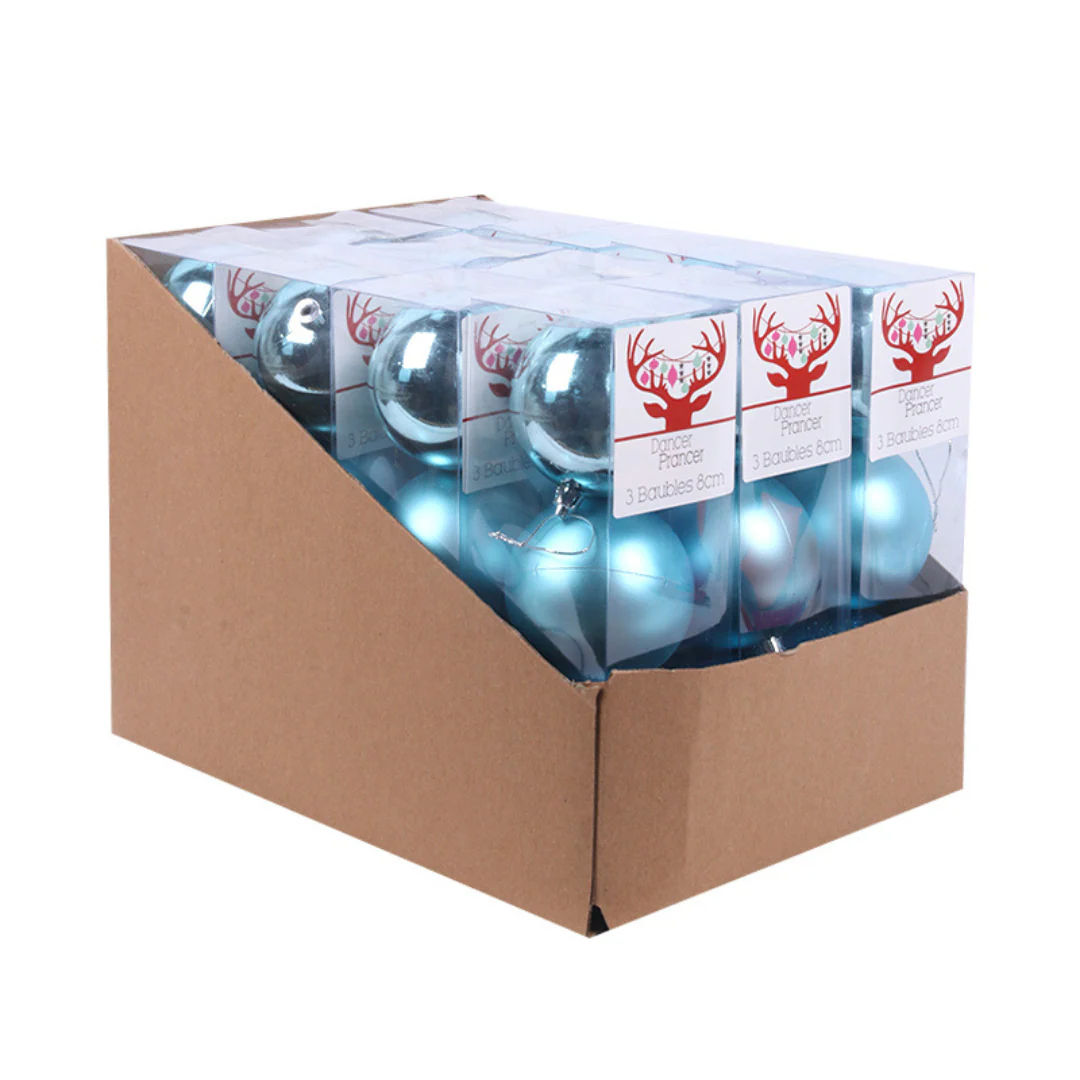 Baubles Teal 8cm 3pk - Image 3