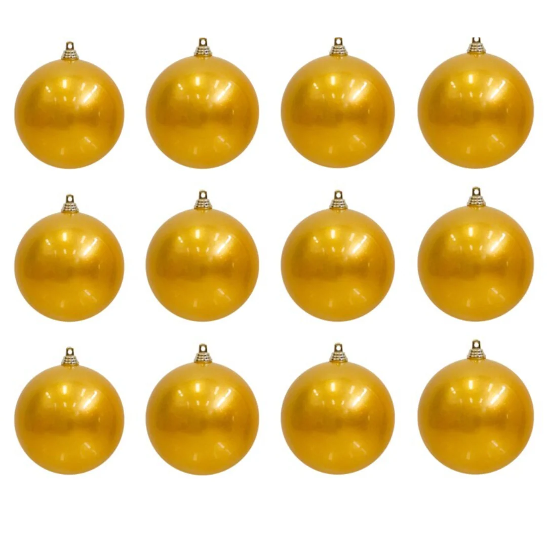 Baubles UV Stable Gold 70mm 12pk