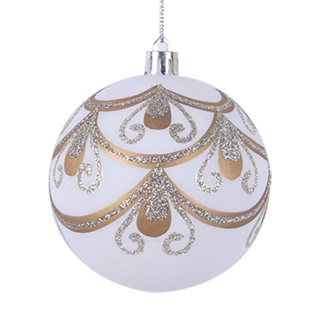 Baubles White & Gold 8cm In Pdq 3 Asstd - Image 2