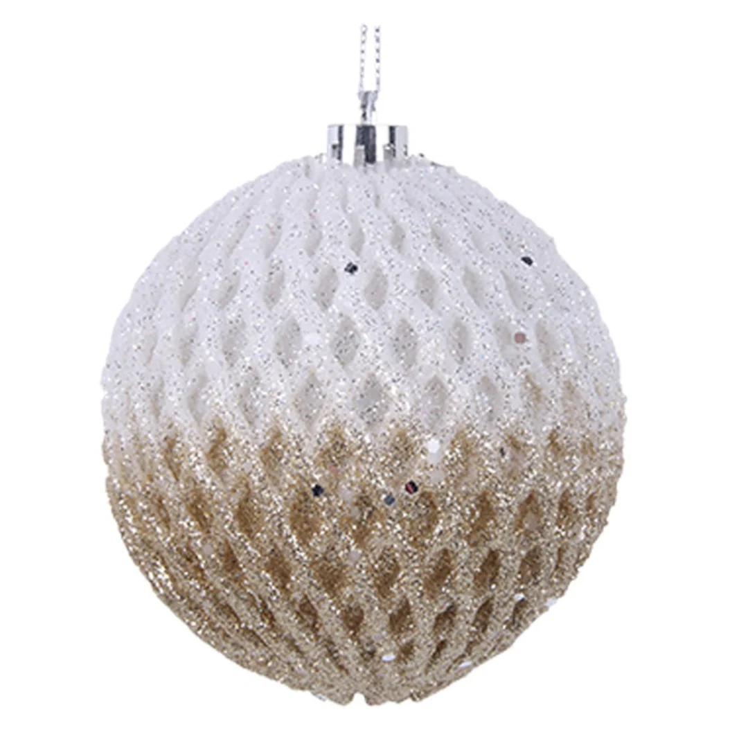 Baubles White & Gold 8cm In Pdq 3 Asstd - Image 3