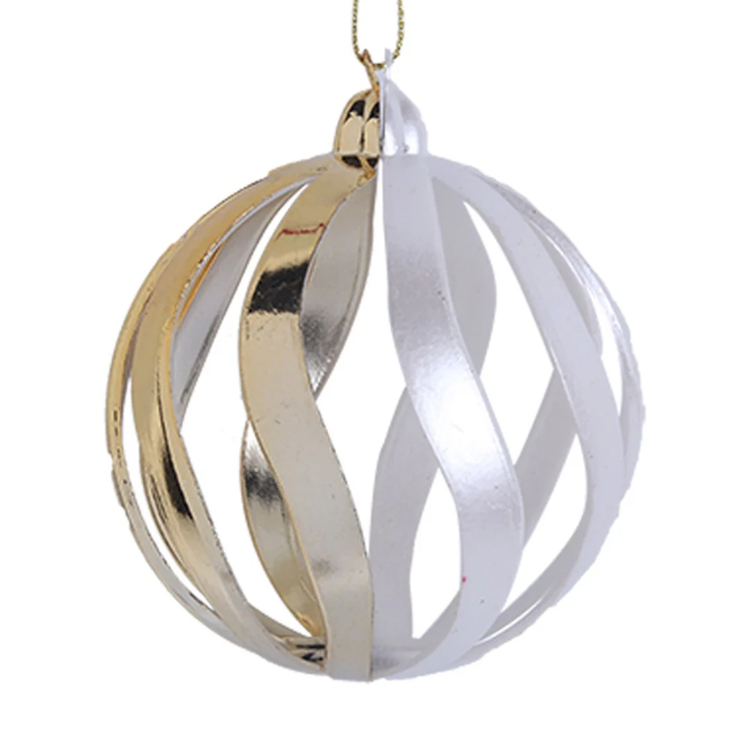 Baubles White & Gold 8cm In Pdq 3 Asstd - Image 4