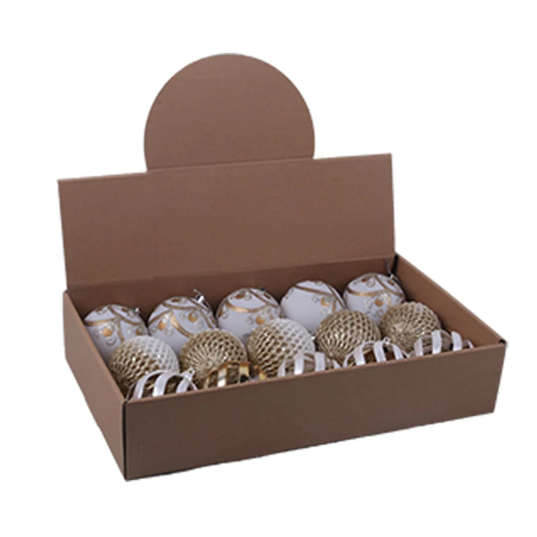 Baubles White & Gold 8cm In Pdq 3 Asstd - Image 5