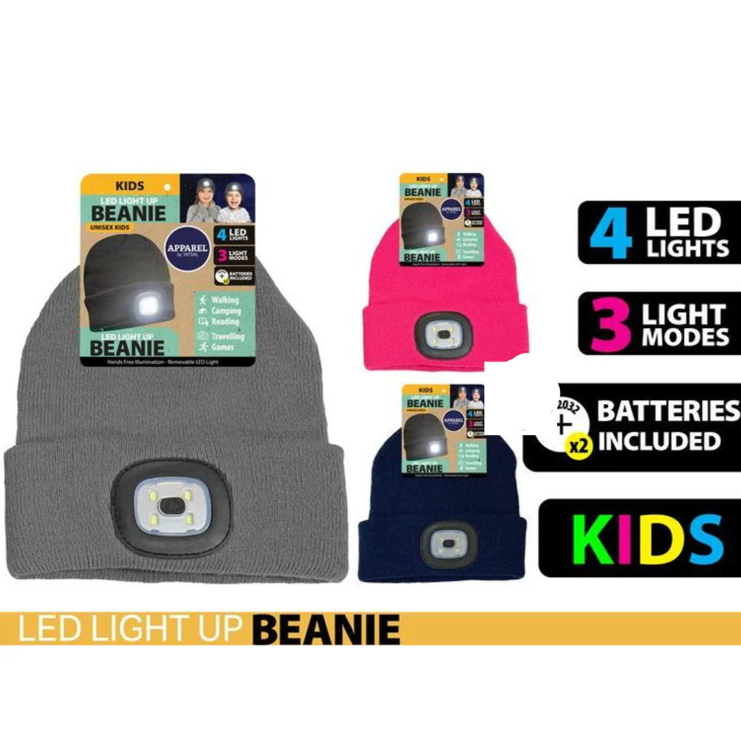 Beanie Light Up Kids with 4 LED with Function Assorted