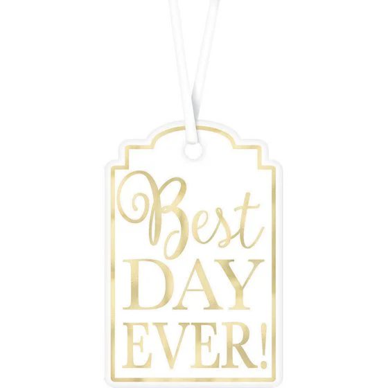 Best Day Ever Printed Tags White 25pk