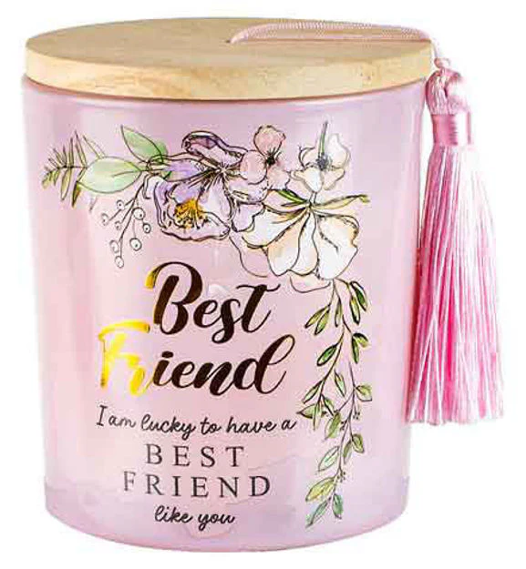Best Friend Candle With Wood Lid and Tassel Vanilla 10x13cm - Image 2