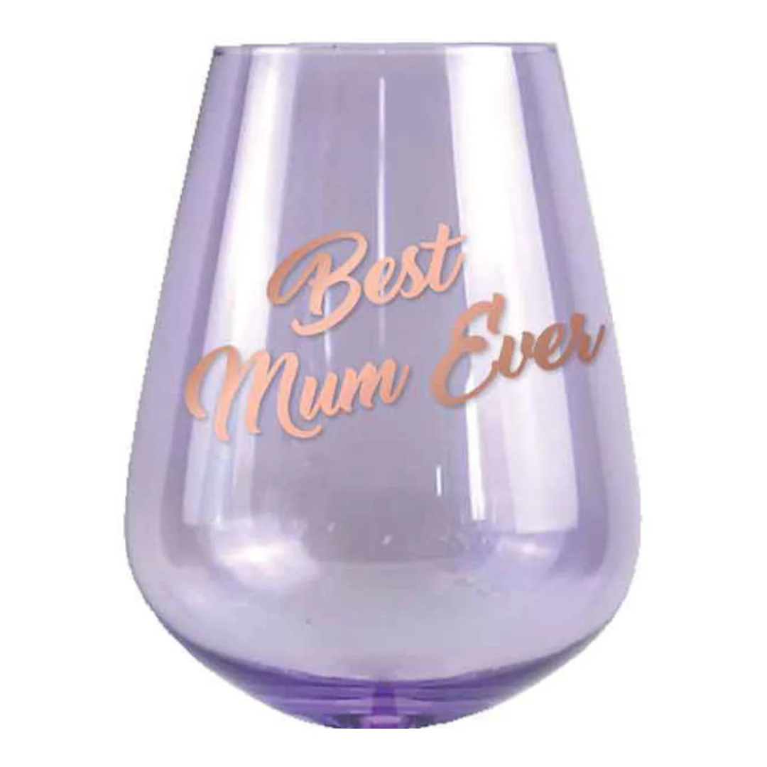 Best Mum Ever Stemless Glass 13cm 600ml 2pk