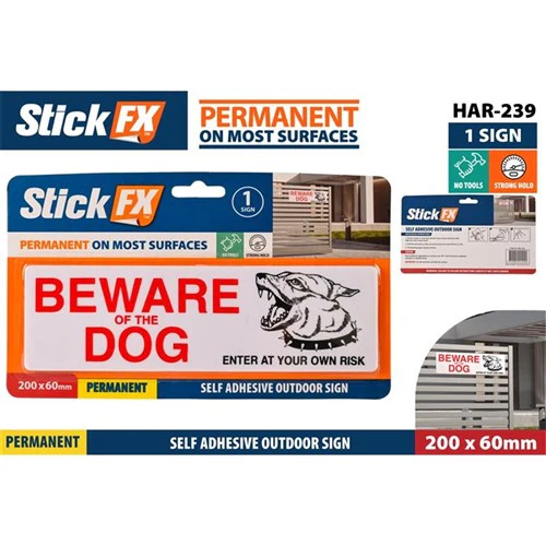 Beware of the Dog Adhesive Sign-20x6cm