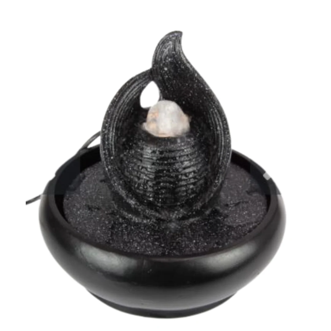 Black Speckled Fountain With Light 22Cm - Image 2