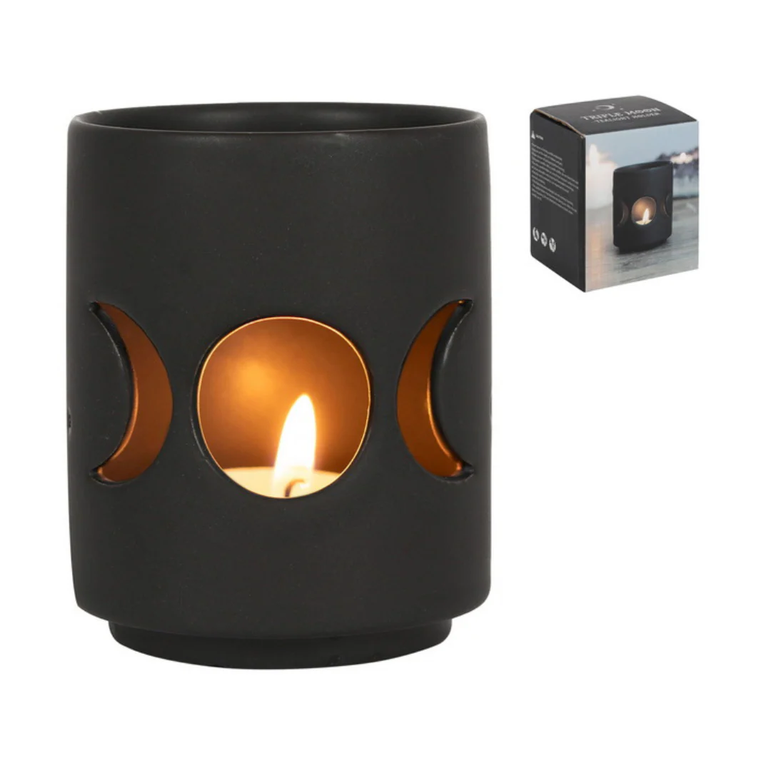 BLACK TRIPLE MOON CUT OUT T/LIGHT HOLDE