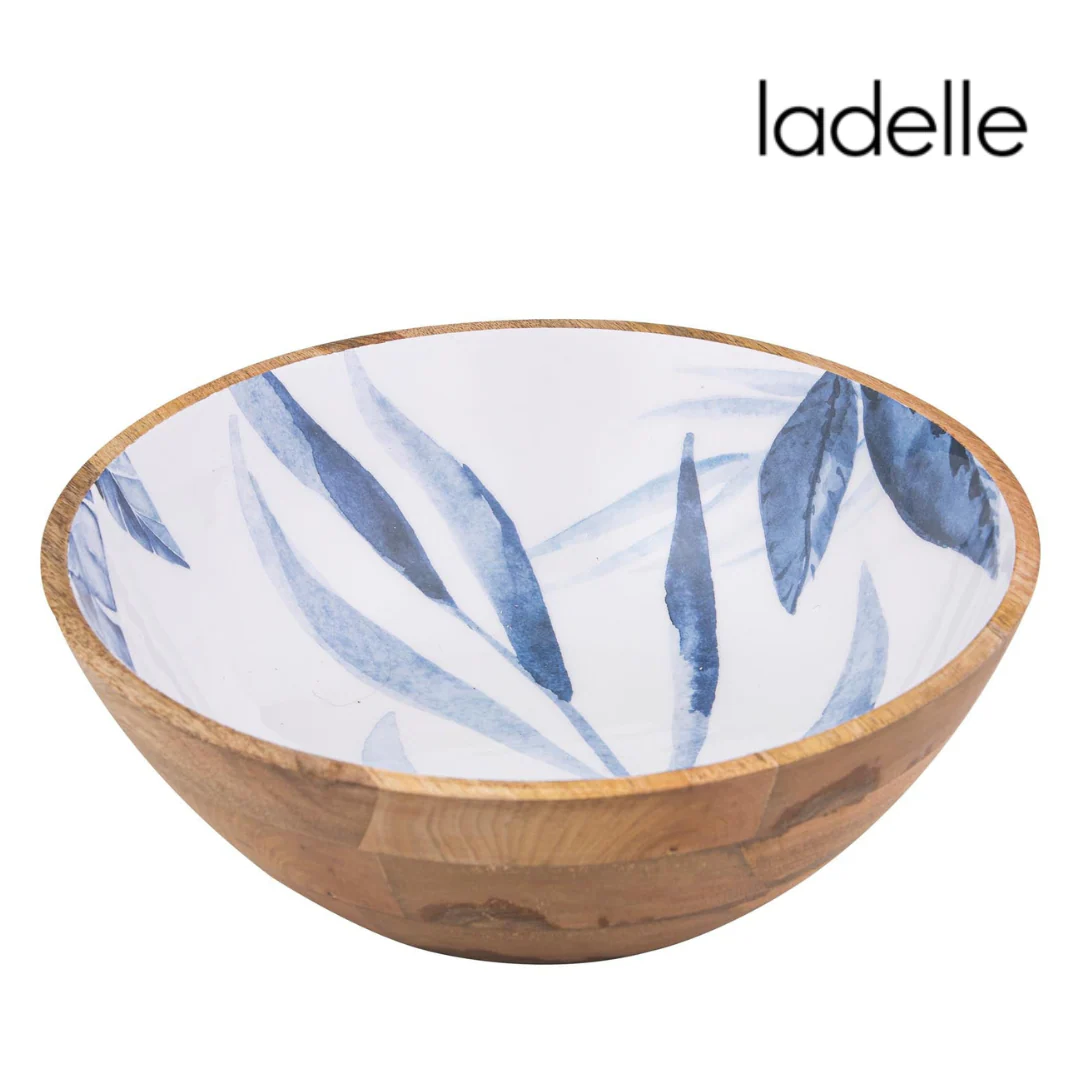 Blue Lagoon Large Mango Wood Bowl