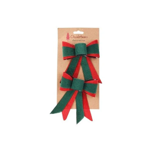 Bow 14cm Set Of 2 Green/Red