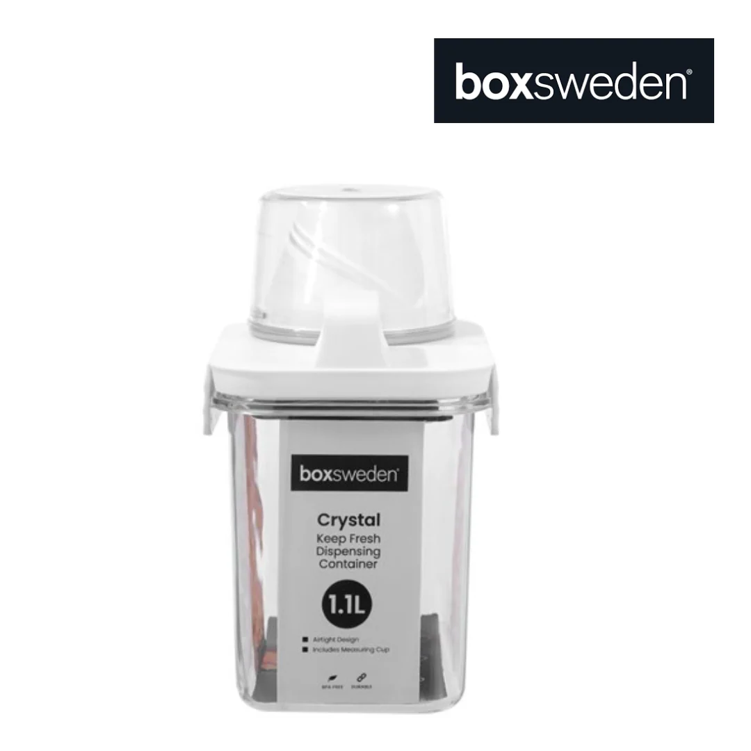 Boxsweden Crystal Keep Fresh Dispensing Container with Measuring Cup 1.1L