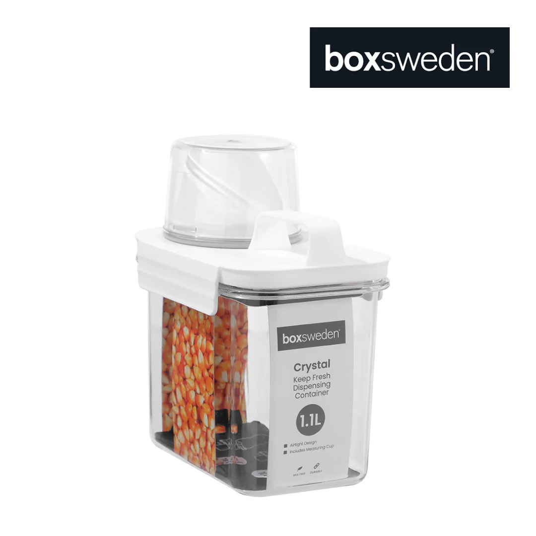 Boxsweden Crystal Keep Fresh Dispensing Container with Measuring Cup 1.1L - Image 2