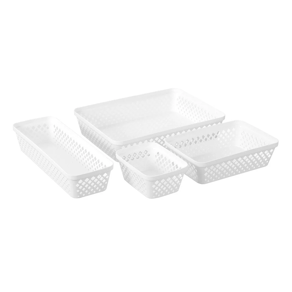 BOXSWEDEN DIAMOND ORGANISER TRAY 15.5X11.5X6.5CM 2PK WHITE