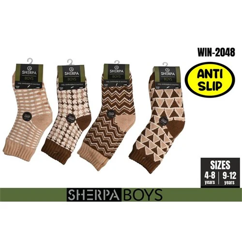Boys Sherpa Socks Chevron/Check Assorted