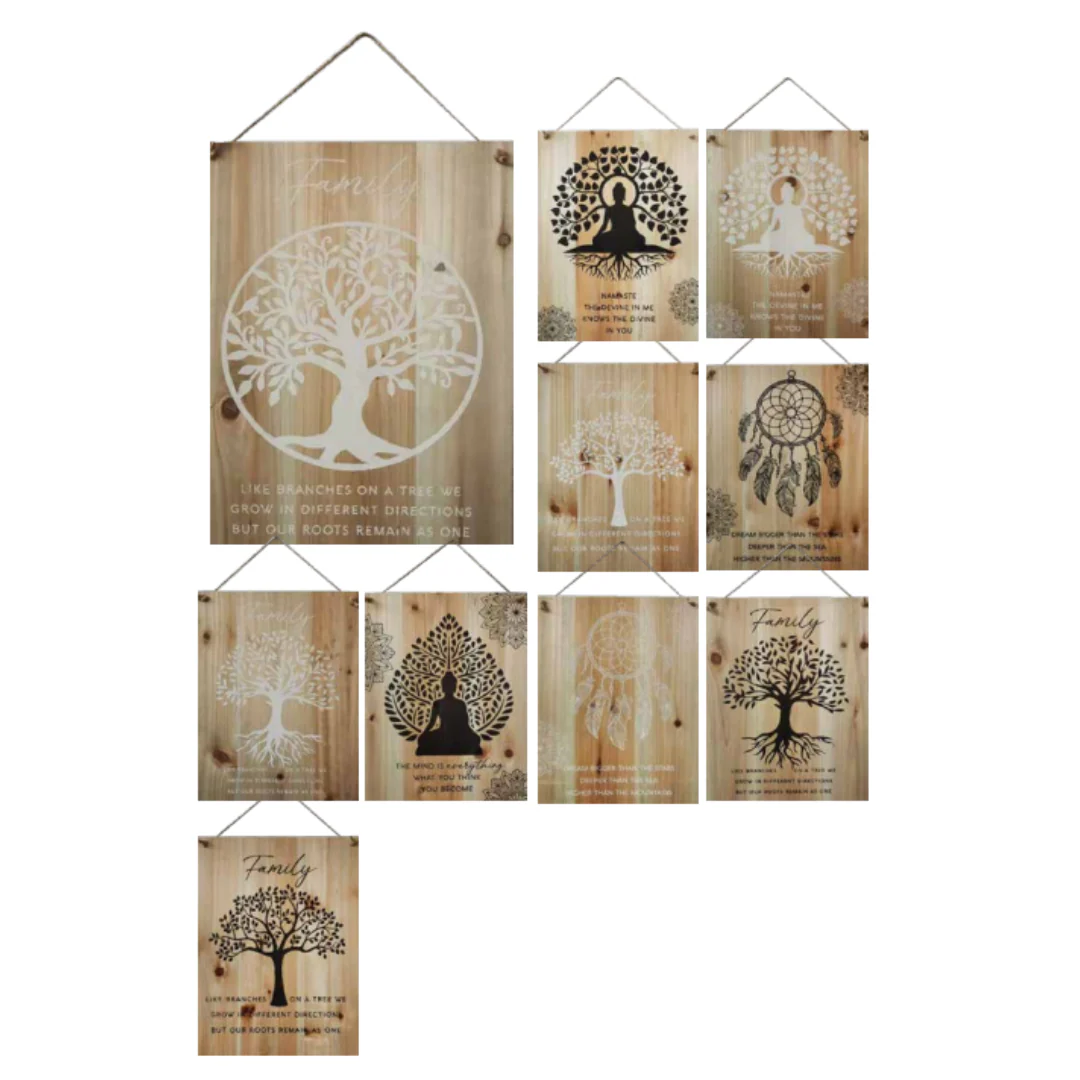 Buddha/Tree of Life- Wood Signs 30x40x1.8cm Assorted