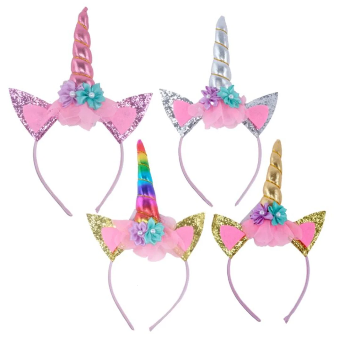 Bunny Ear Unicorn Headband With Glitter 17cm x 26cm Assorted - Image 2