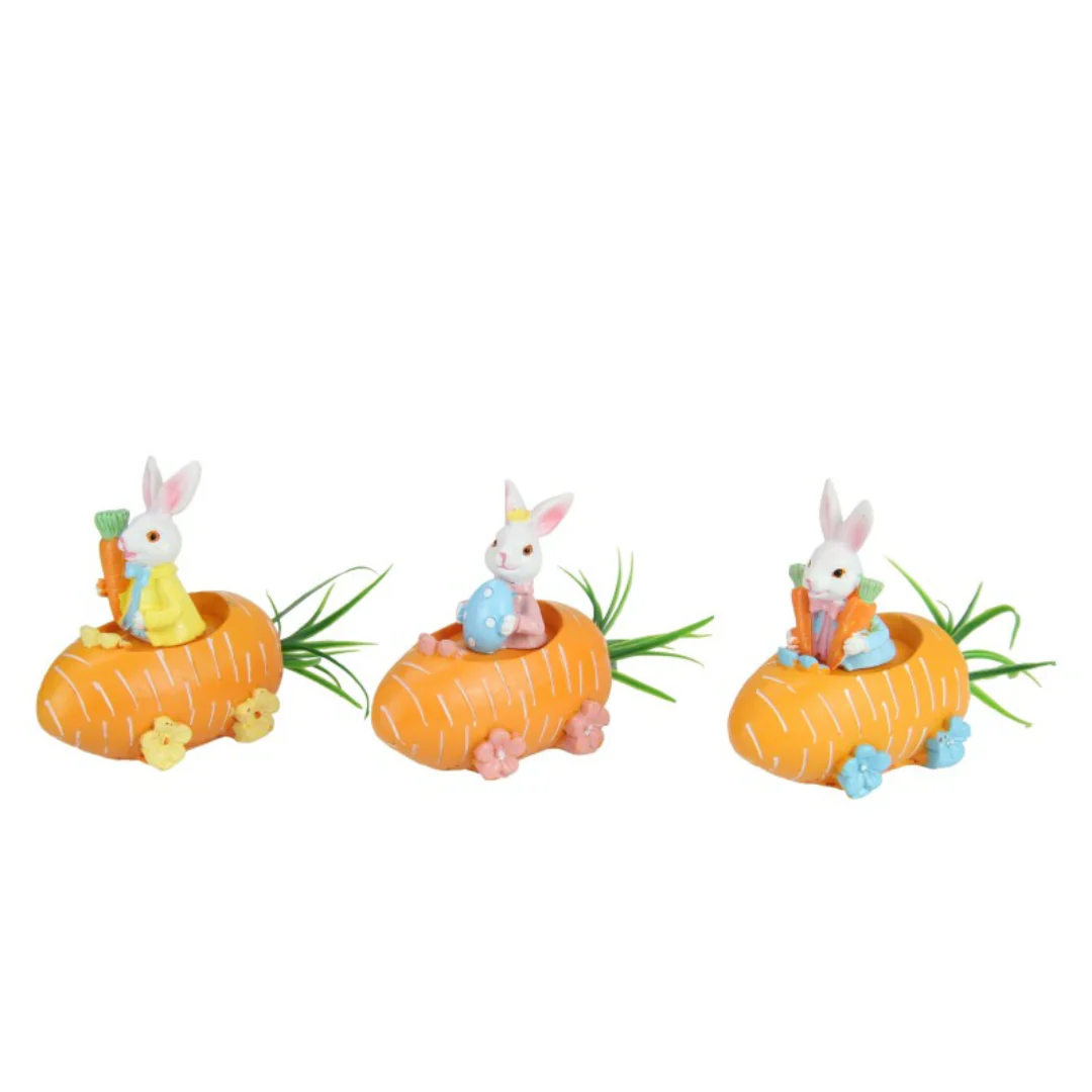 Bunny Rabbit in Carrot Car 3 Assorted