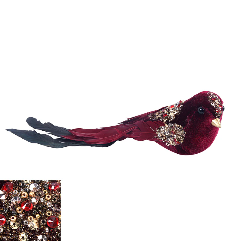 Bird with Clip 28cm Burgundy