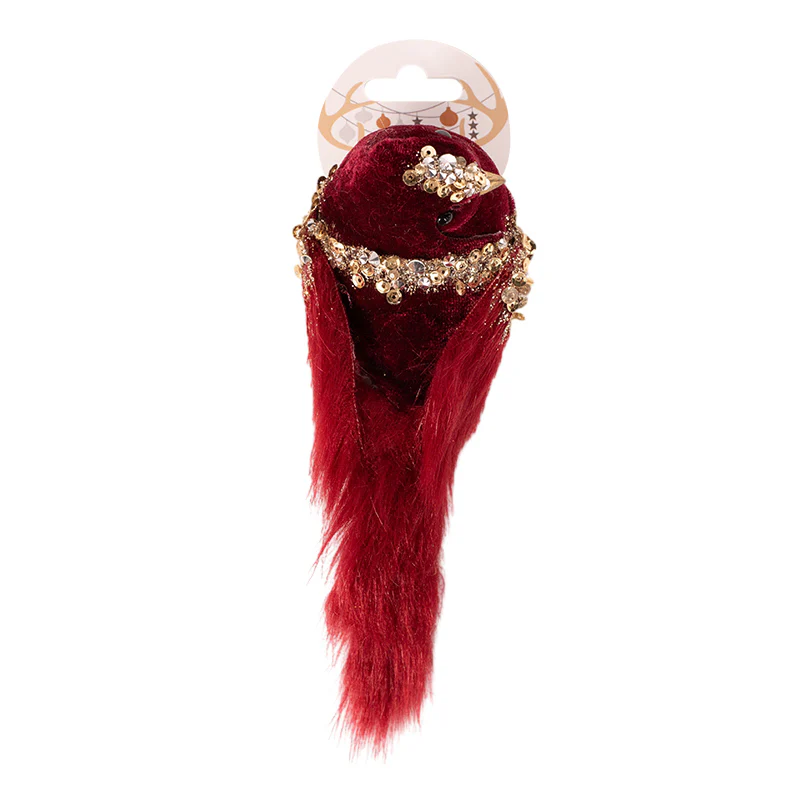 Burgundy and Champagne Bird W/ Clip 16cm - Image 2