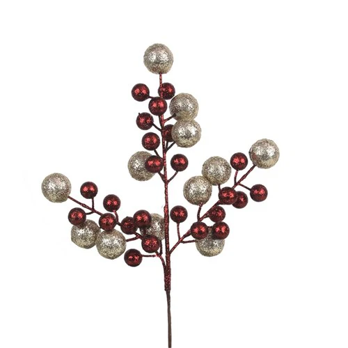 Burgundy & Champagne Glitter Berry Bunch 40cm