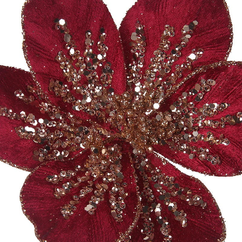 BURGUNDY MAGNOLIA W/CLIP D19CM - Image 2
