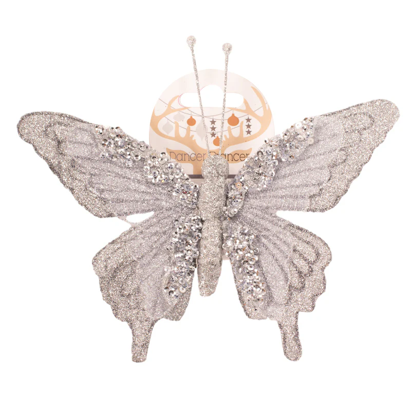 Butterfly with Clip 17.5x12cm Silver - Image 3