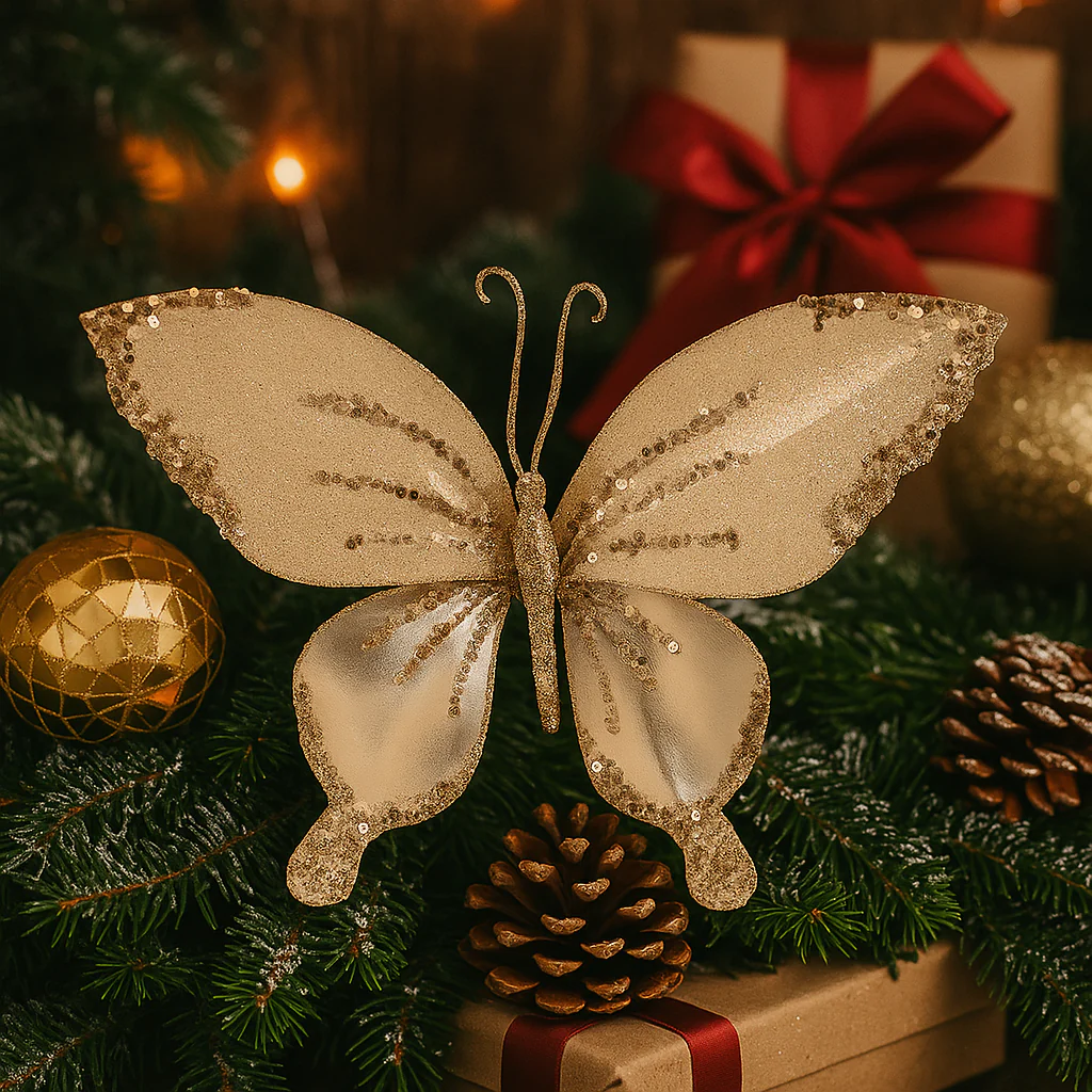 Butterfly with Clip 23x20cm Champagne