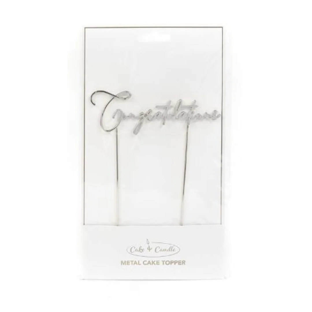 Cake Topper Congratulations Cake Topper Silver Cake And Candle - Image 3