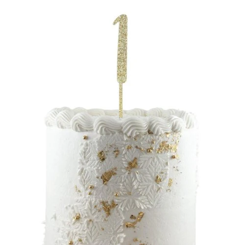CAKE TOPPER ACRYLIC GLITTER 2.5MM GOLD #1 P1