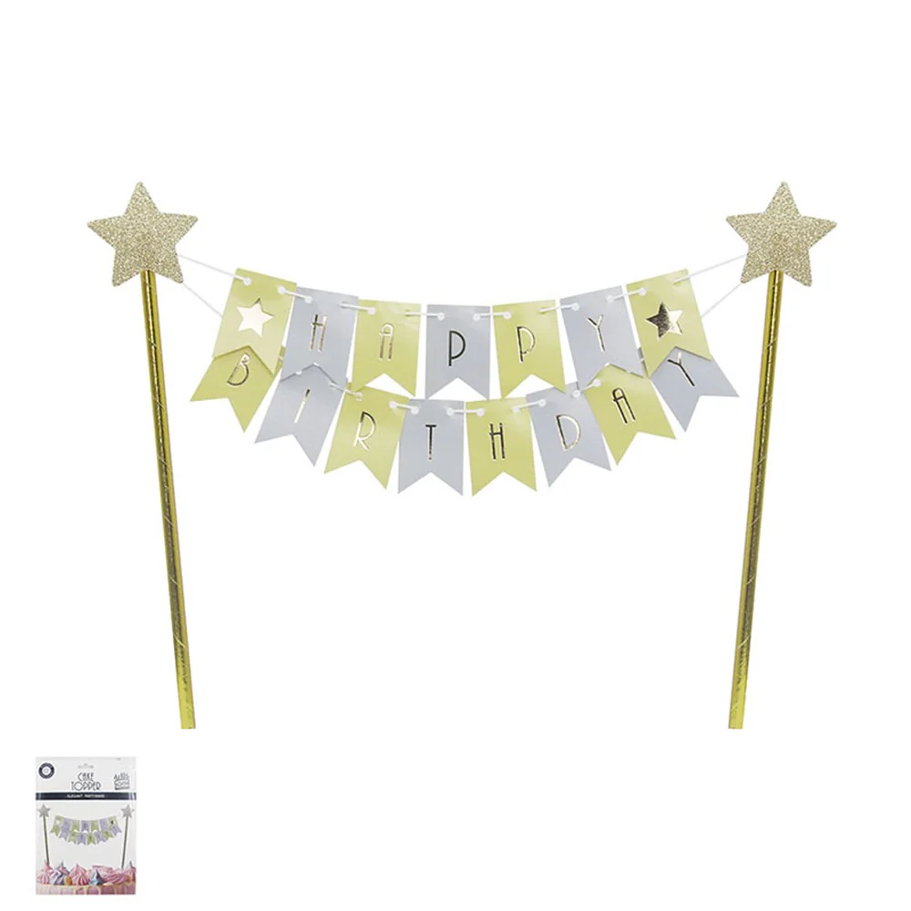 Cake Topper Yellow Bunting Happy Birthday